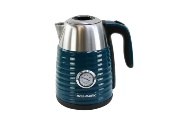 1. Чайник WILLMARK WEK-1738PST изумрудный, 1.7л,эффект термоса,термометр
