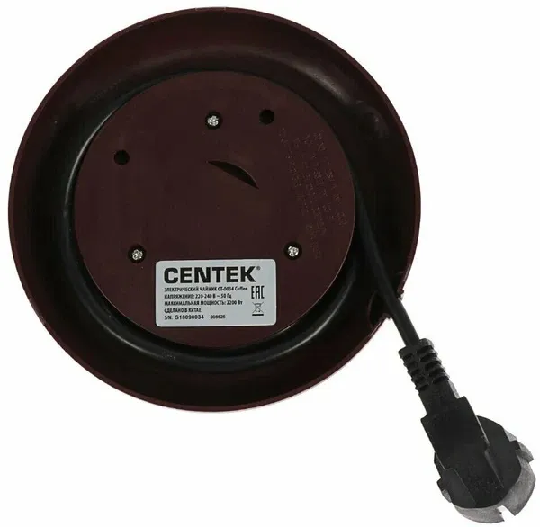 4. Чайник Centek CT-0034  стекло, 1.8л, 2200Вт, внутренняя LED подсветка, кнопка